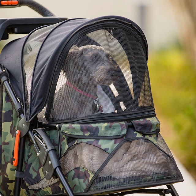 折りたたみペットキャリー 3輪 ストローラー Pet Stroller camo 迷彩柄 耐荷重18kg 犬 いぬ 猫 petique ねこ 小型犬  中型犬 老犬 大型猫 老猫 小動物