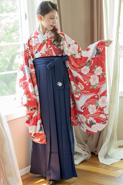 卒業式 袴 小学校 在庫限り 着付け簡単!ちりめん風着物と刺繍入袴