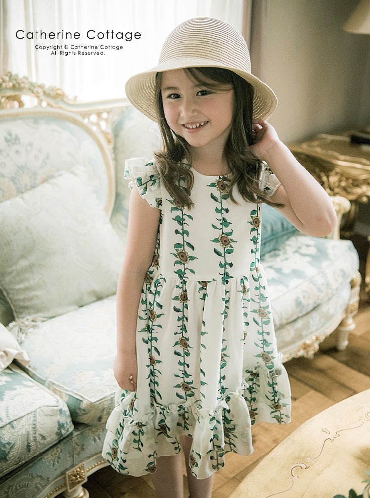 子ども服 女の子 ひまわりシフォンフリルワンピース ノースリーブ 110 1 130 140 150 160 Cm Tak Pc843 キャサリンコテージ 通販 Yahoo ショッピング