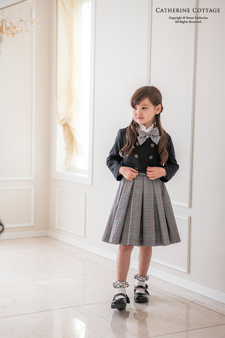 入学式 子供服 小学校 女子 女の子 スーツ チェックスカート＆ボレロ 