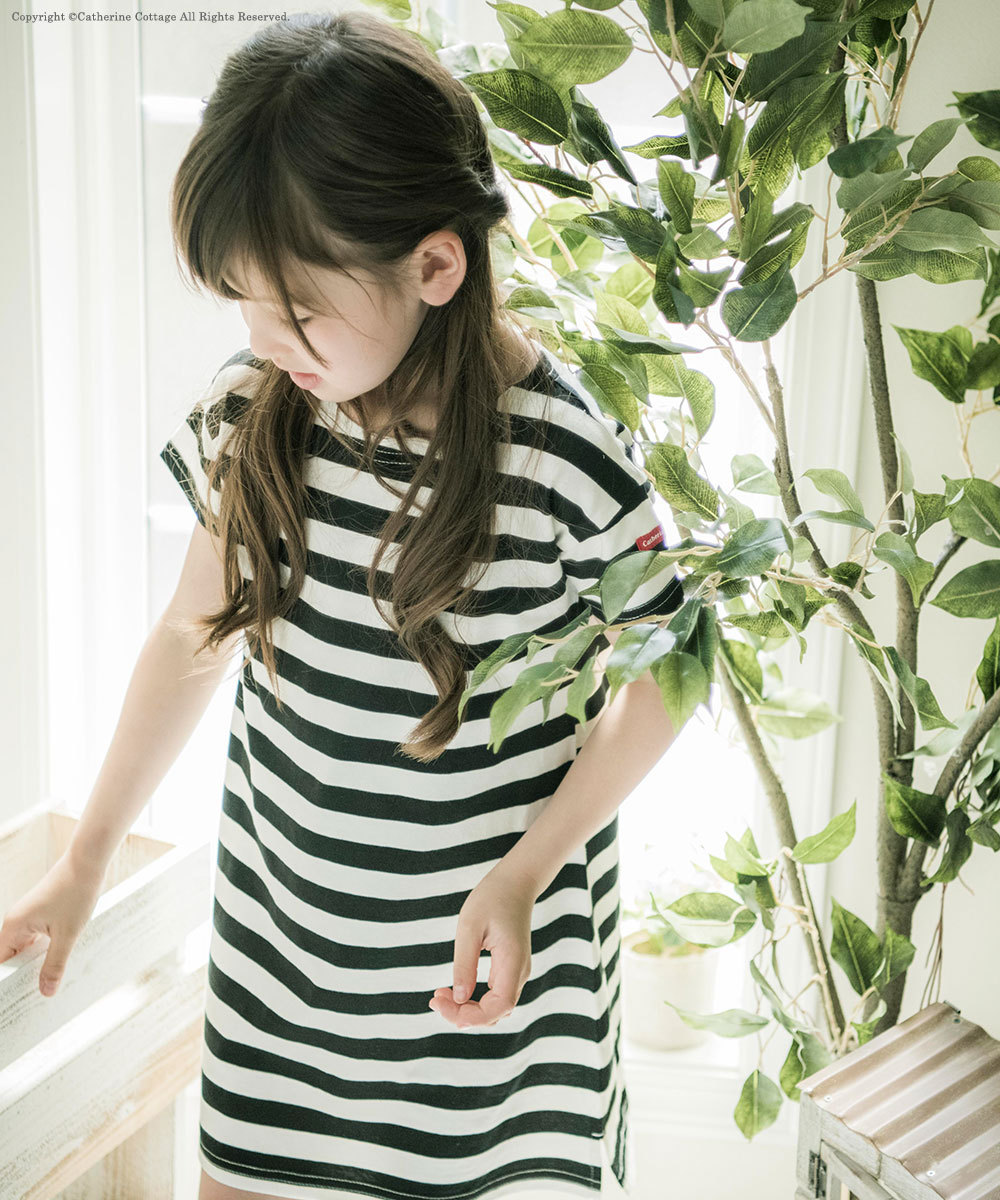 子供服 女の子 ワンピース キッズボーダーワンピース 半袖 ベビー オーガニックコットン Tシャツワンピ 通販 90 100 110 1 130 140 150 160 Tak Tm1048 キャサリンコテージ 通販 Yahoo ショッピング