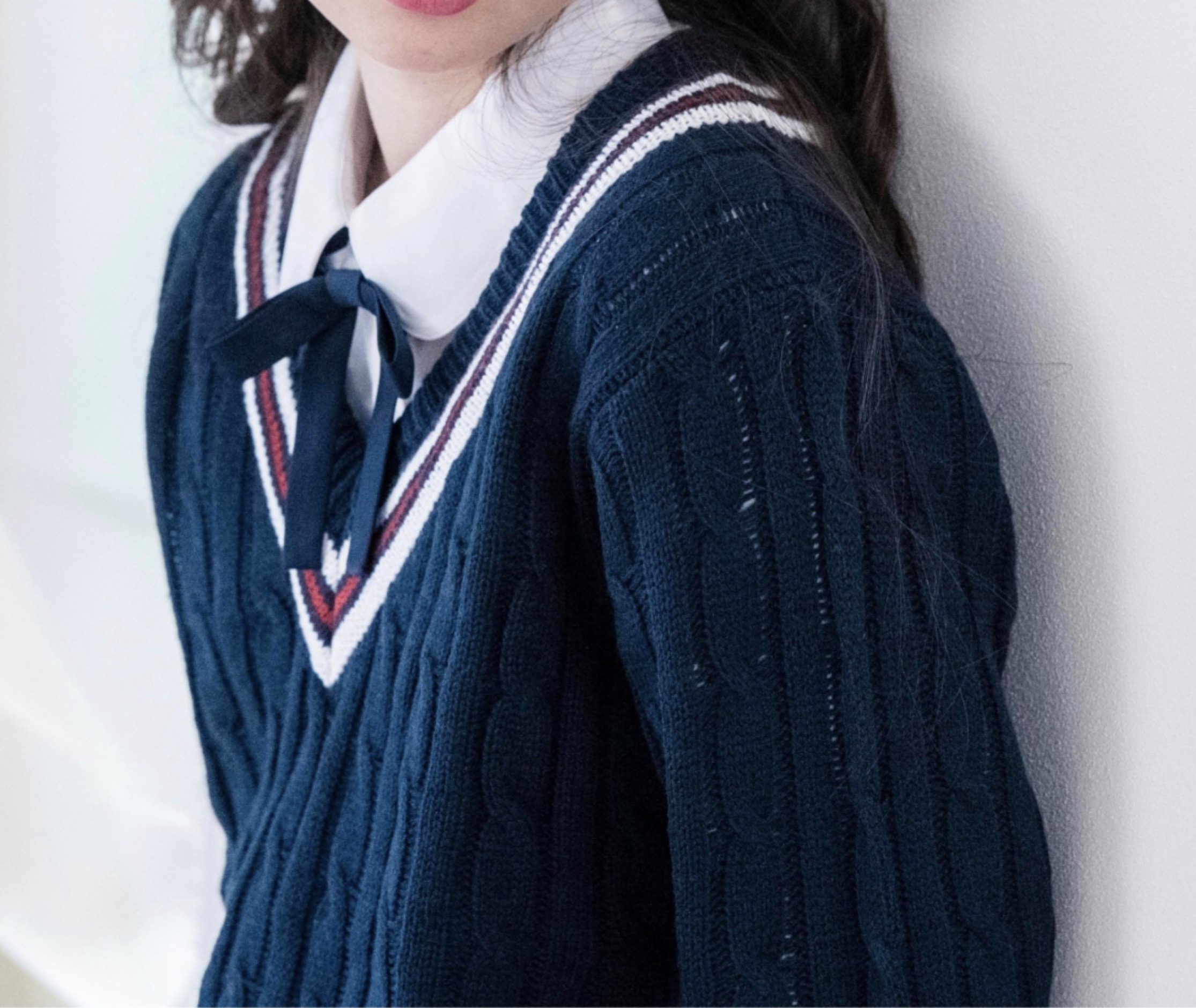 子供服 Vネックニット 長袖 ネイビー 男女キッズフォーマル