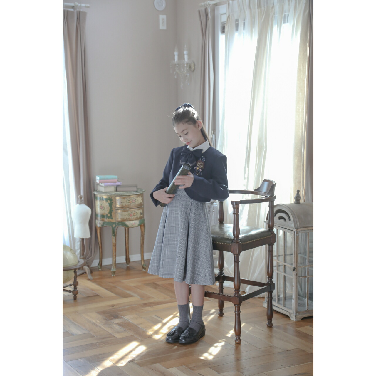 チェックジャンスカ女の子卒服5点セット 卒業式 小学校 女子 スーツ 