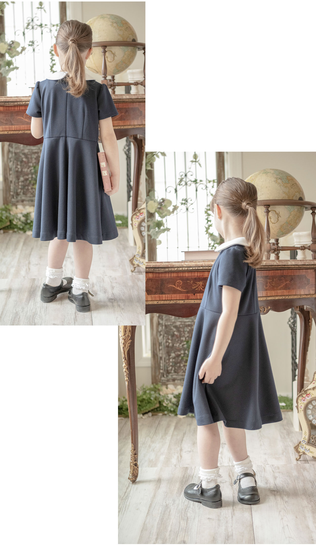 子供服 ワンピース |在庫わずかセール|キレイめ白襟ポンチワンピース