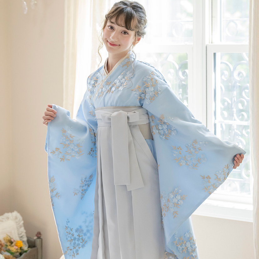 袴セット 小学校 卒業式 女子 送料無料 花刺繍チュールレース袴セット