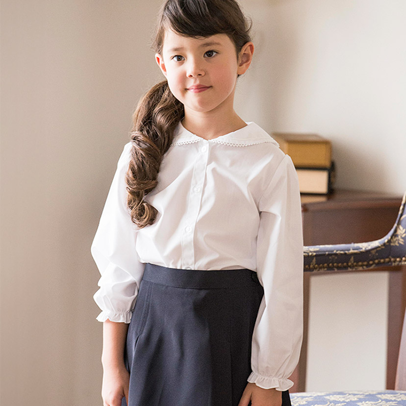 ブラウス 白女の子 日本製 子供フォーマル 長袖 |送料無料| YUP12 制服