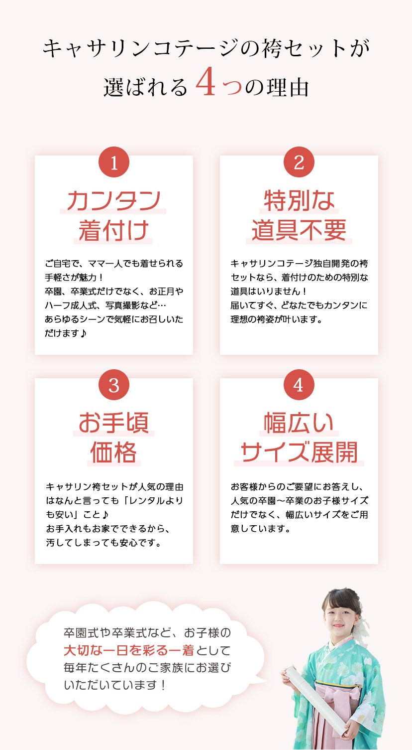 キャサリンコテージの袴セットが選ばれる4つの理由