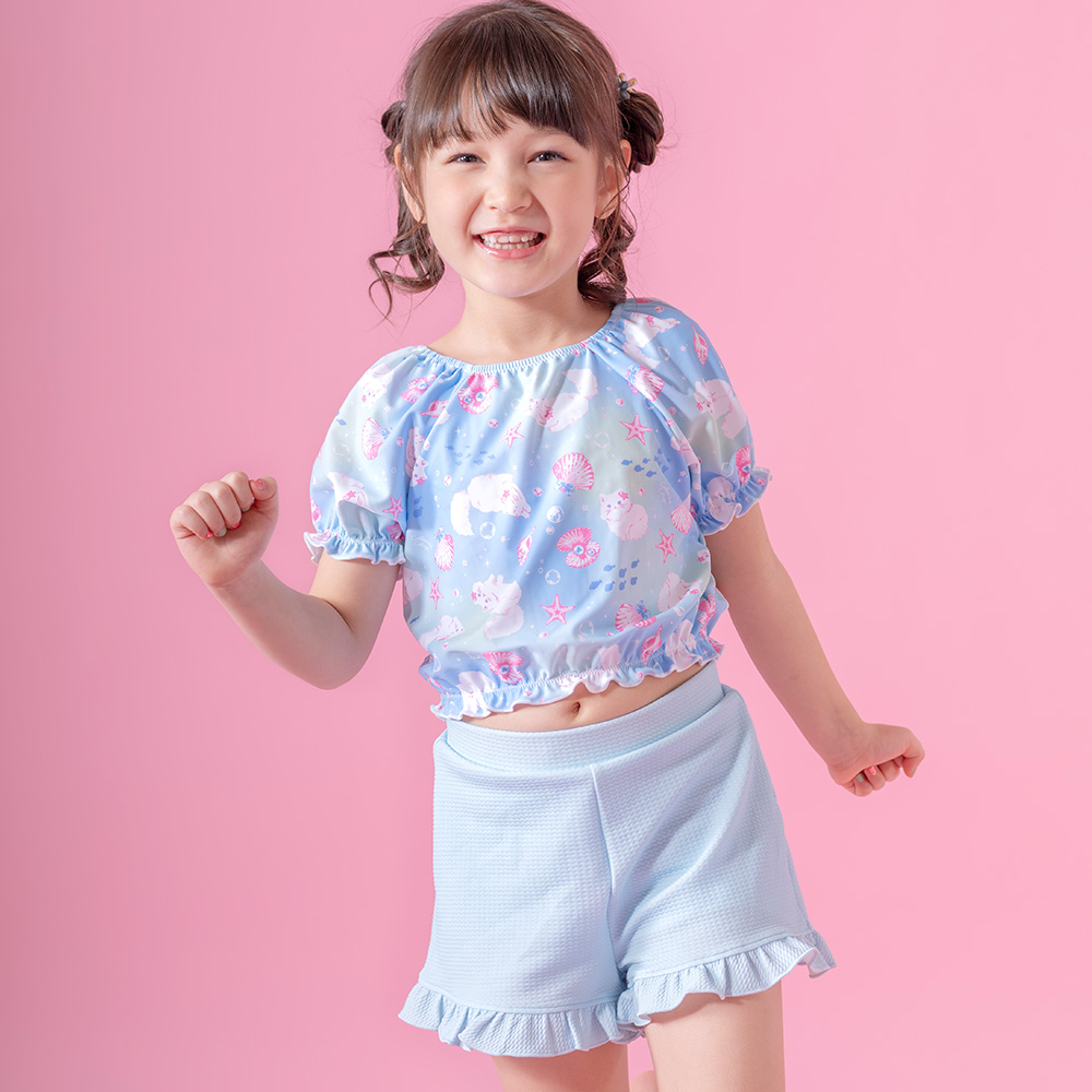 超目玉セール｜ティーンズ水着 パフ袖トップス&パンツ上下セット 子供 女子 パフスリーブスイムウェア セパレート キャサリンコテージ TAK | Catherine Cottage | 04