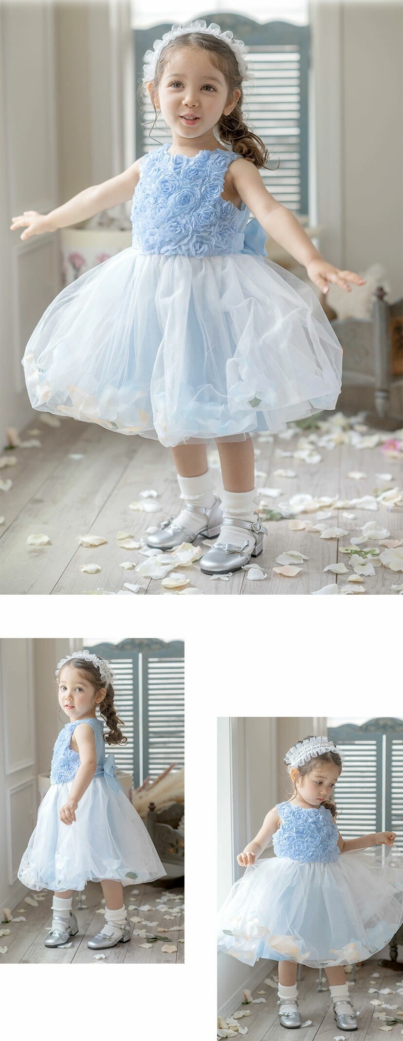 ドレス バラ柄 チュール モデル画像