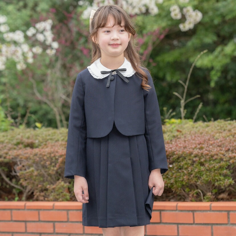 超目玉セール｜卒業式 入学式 小学校卒服 女の子スーツ 子供服 長袖ブラウス付濃紺アンサンブル TAKキャサリンコテージ