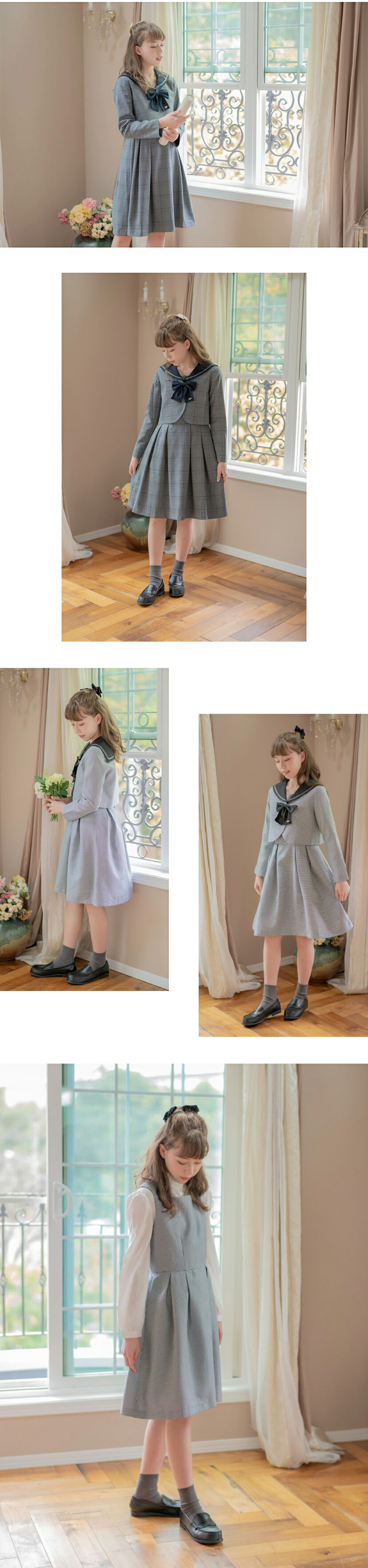 卒業式セーラーボレロセットアップチェック柄