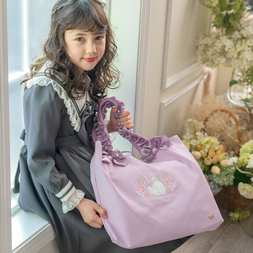 Catherine Cottage 目玉セール｜猫刺繍レッスンバッグ 女の子