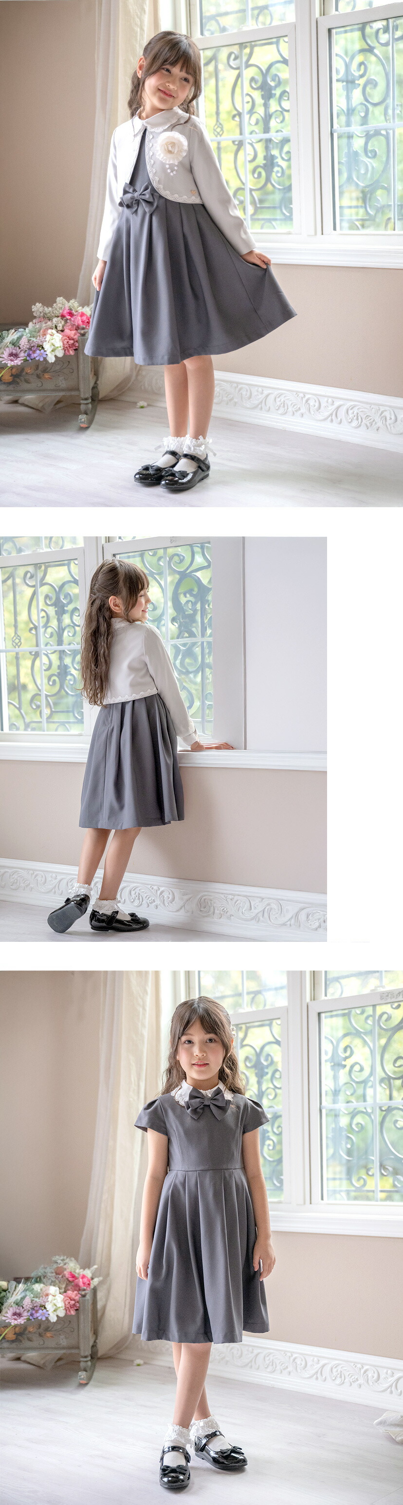 入学式 丸襟ワンピースとボレロのアンサンブル モデル画像3
