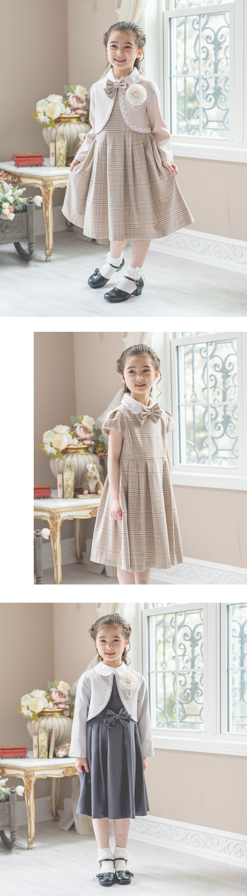 入学式 丸襟ワンピースとボレロのアンサンブル モデル画像3