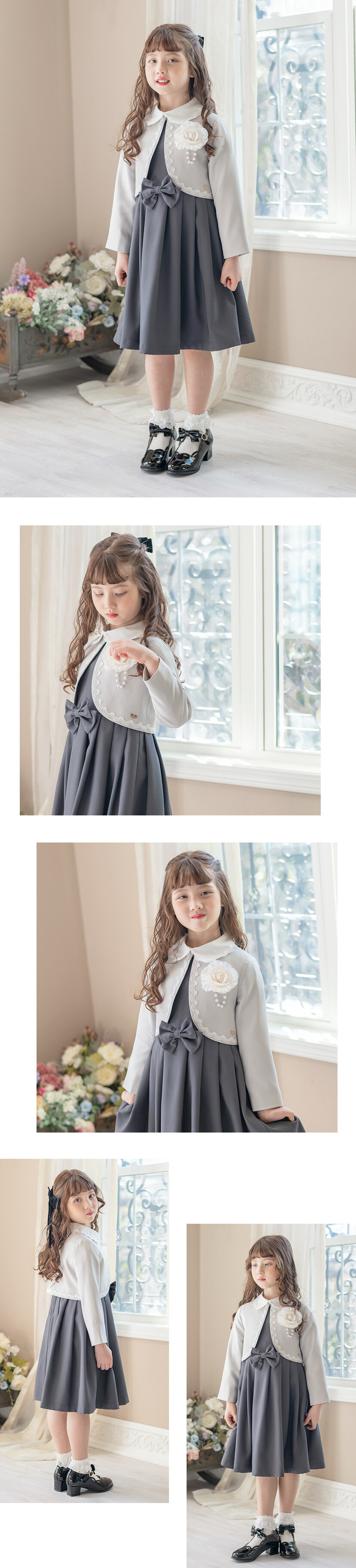 入学式 丸襟ワンピースとボレロのアンサンブル モデル画像1