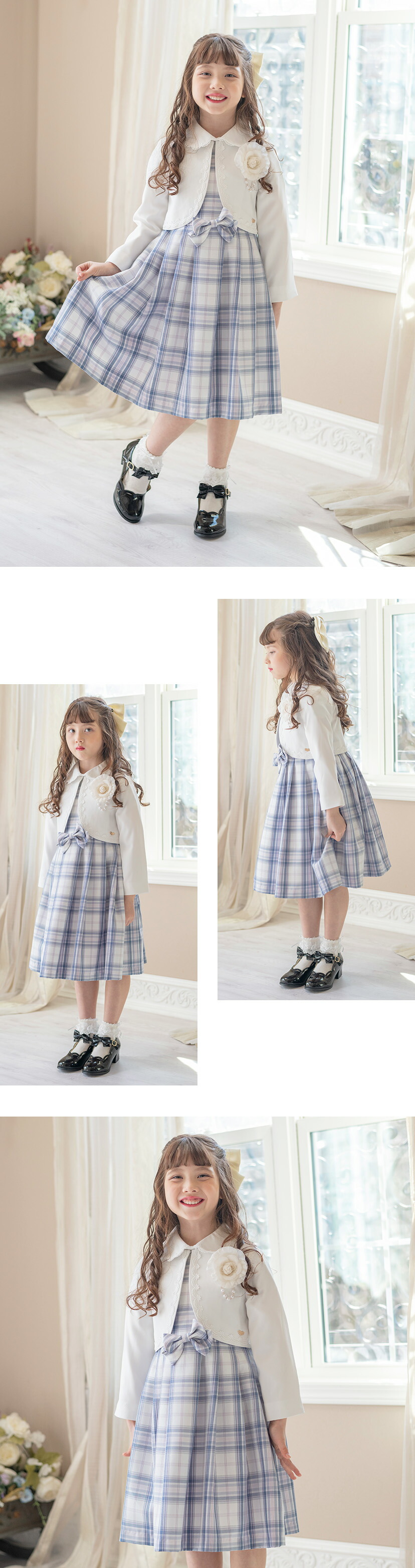 入学式 丸襟ワンピースとボレロのアンサンブル モデル画像1