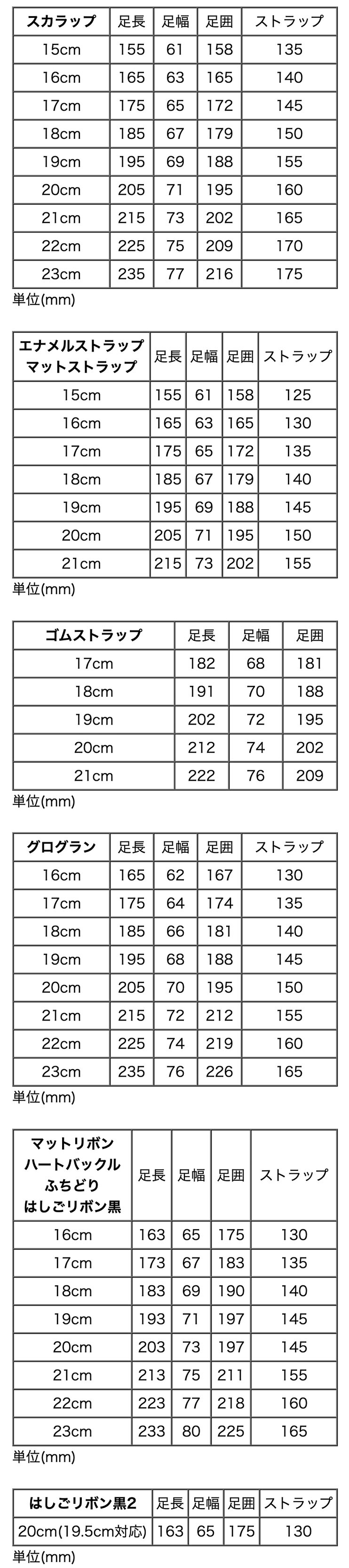 TKST04サイズ表