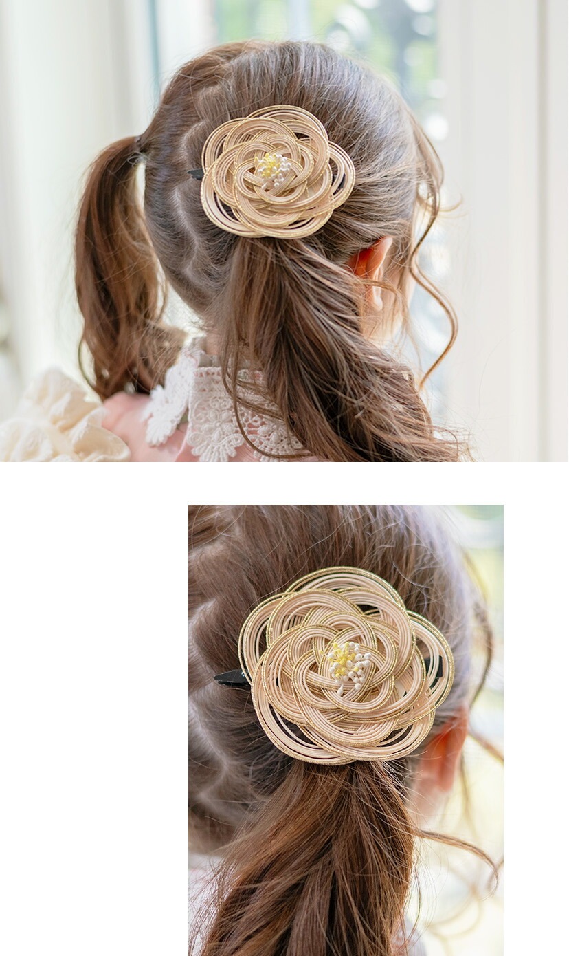ヘアアクセサリー 和装 水引ヘアクリップ 梅 水引髪飾り 梅結び [赤 白 金]着物 浴衣 袴 卒業式 卒園式 七五三 成人式