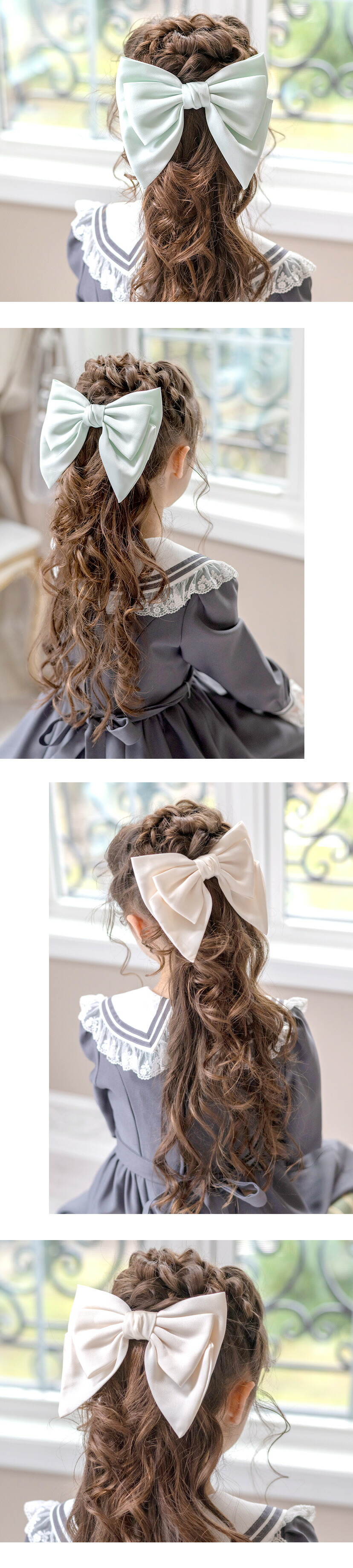 マカロンラメリボンヘアクリップ キャサリンコテージ モデル画3
