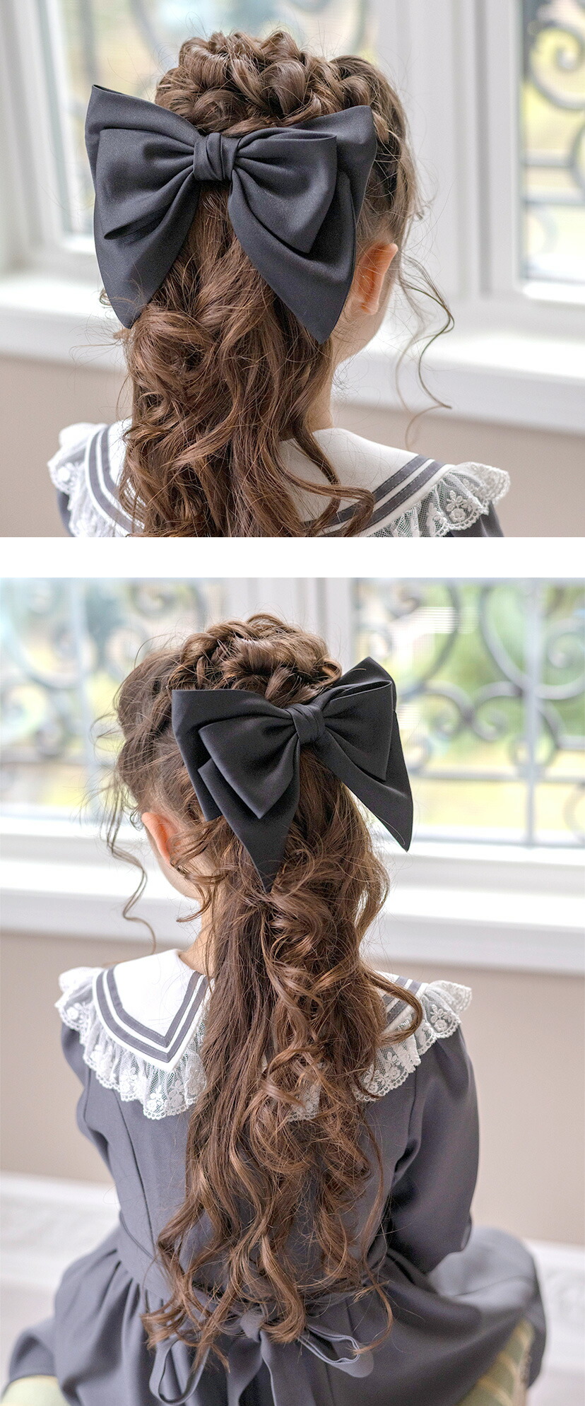 マカロンラメリボンヘアクリップ キャサリンコテージ モデル画像4