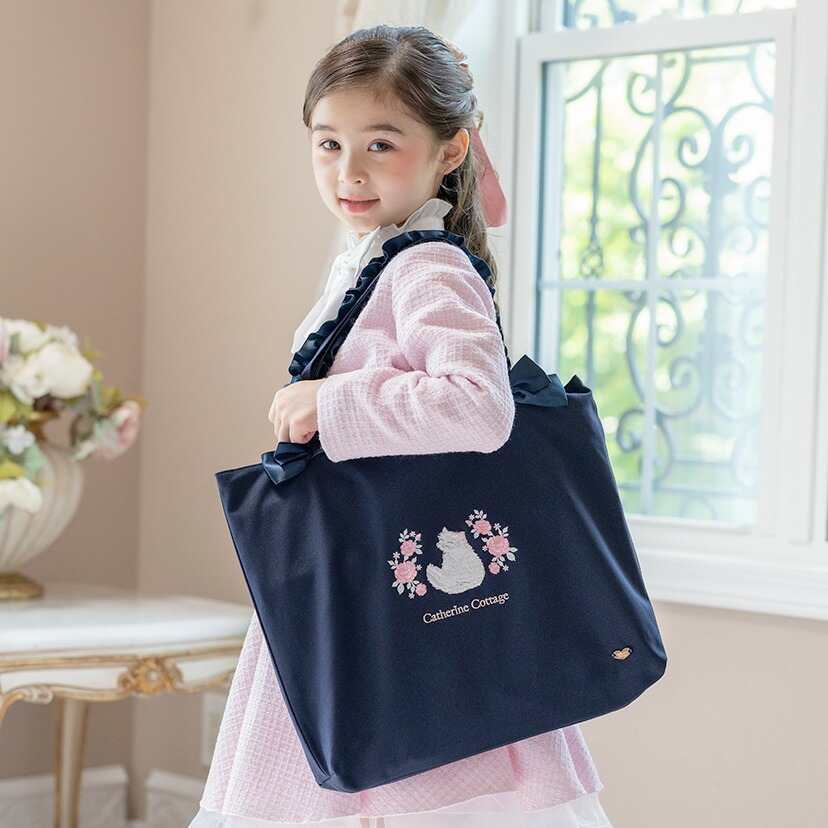 Catherine Cottage 目玉セール｜猫刺繍レッスンバッグ 女の子