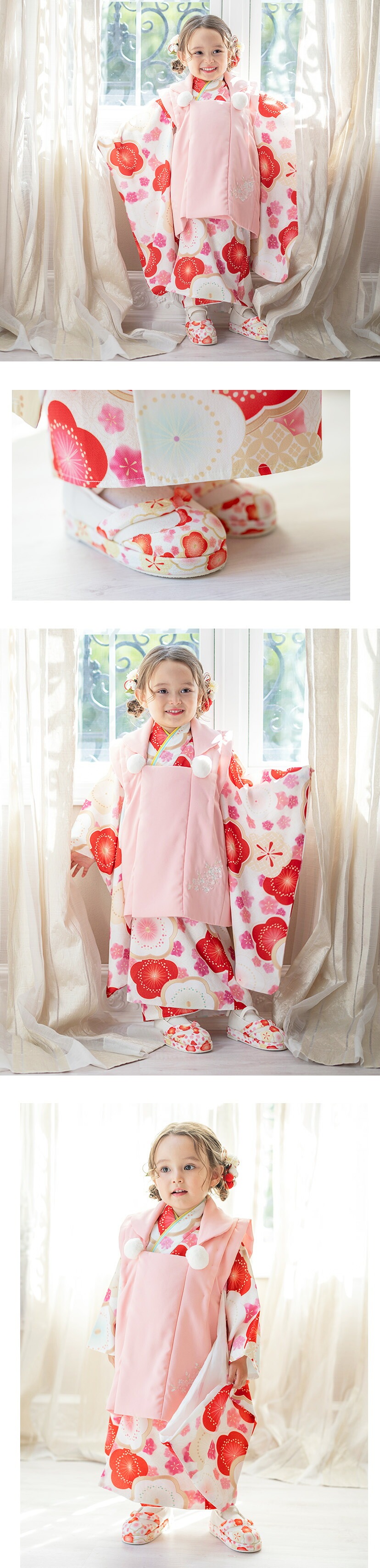 キャサリンコテージ,花柄鼻緒の草履風スリッポン,モデル画像1