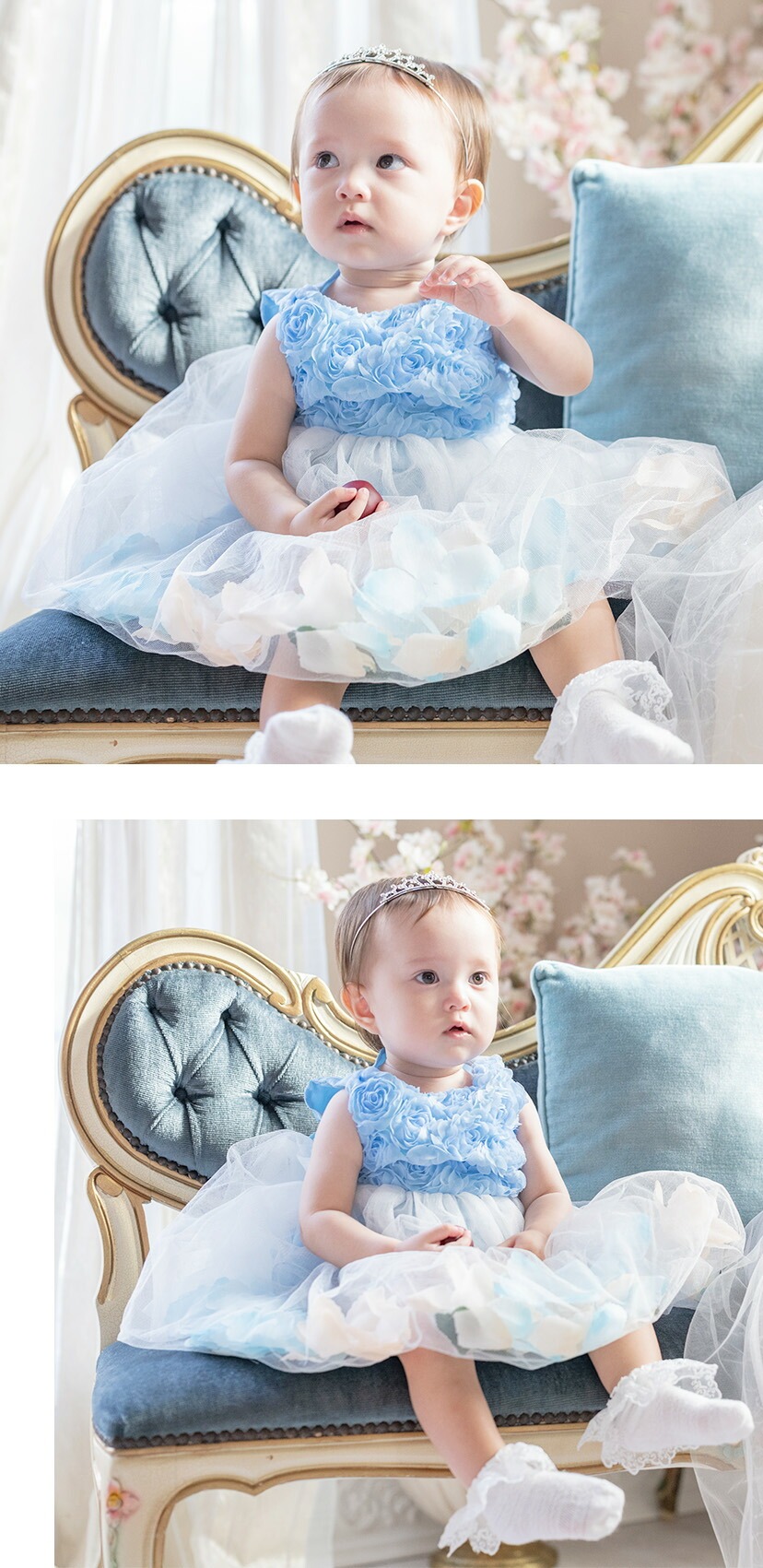 ドレス バラ柄 チュール モデル画像