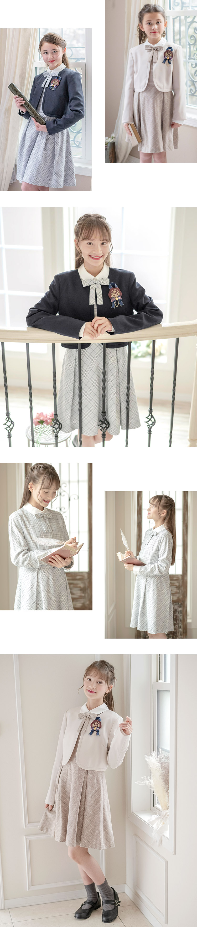 白襟ワンピースボレロスーツセット,モデル画像3