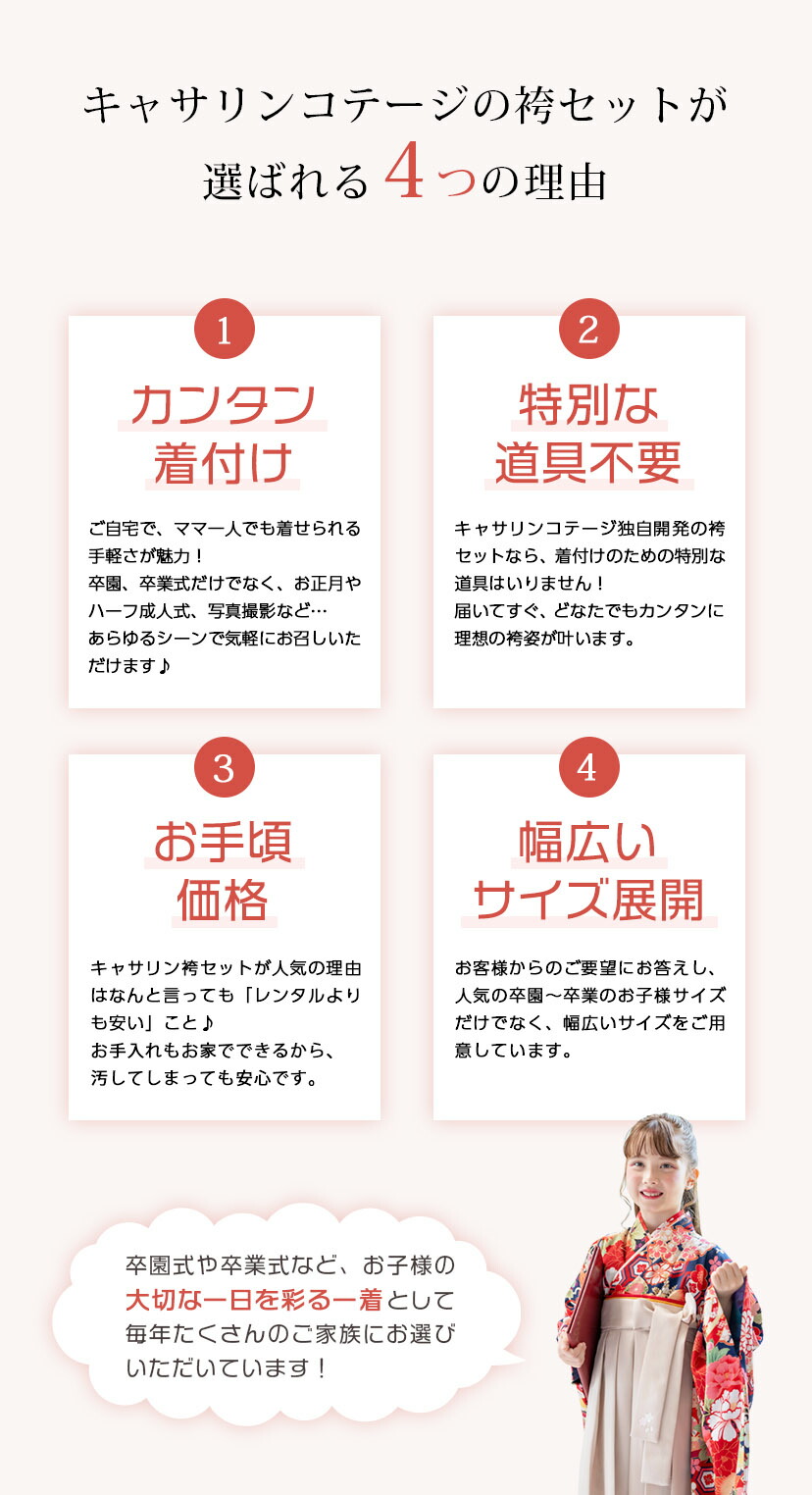 キャサリンコテージの袴セットが選ばれる4つの理由