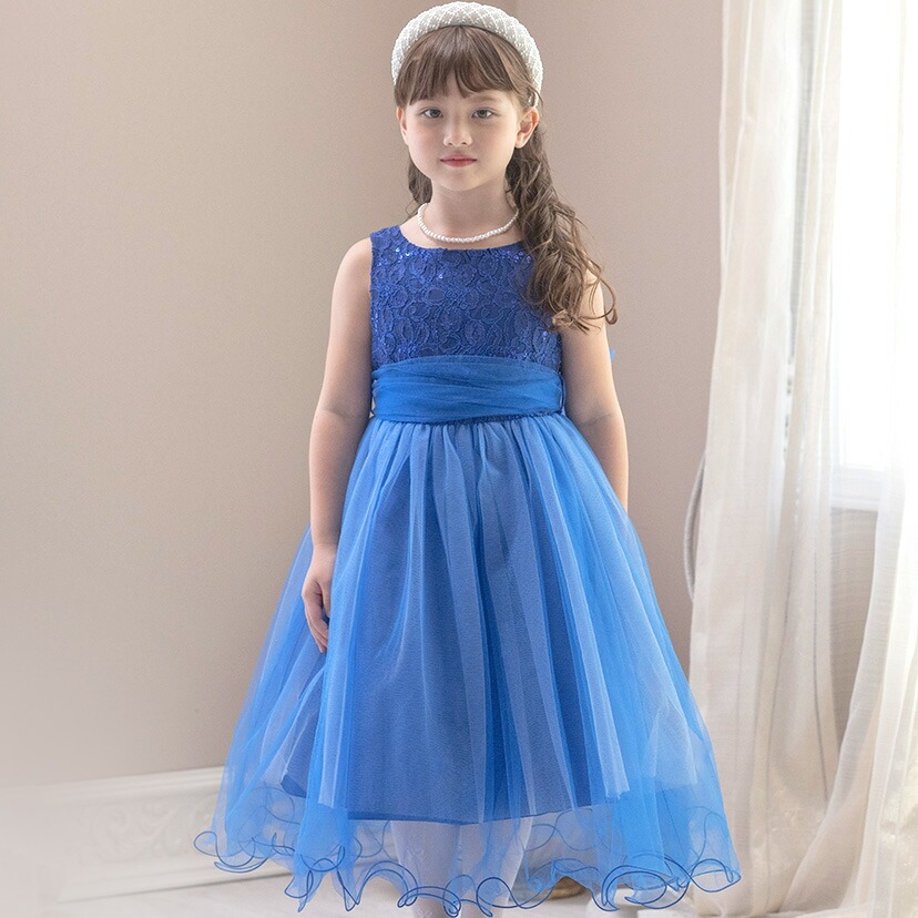 【最終値引】ドレスコ　130 水色 レース チュール ドレス キッズ フォーマル 最終値引】ドレスコ130 水色 レース チュール ドレス キッズ フォーマル
