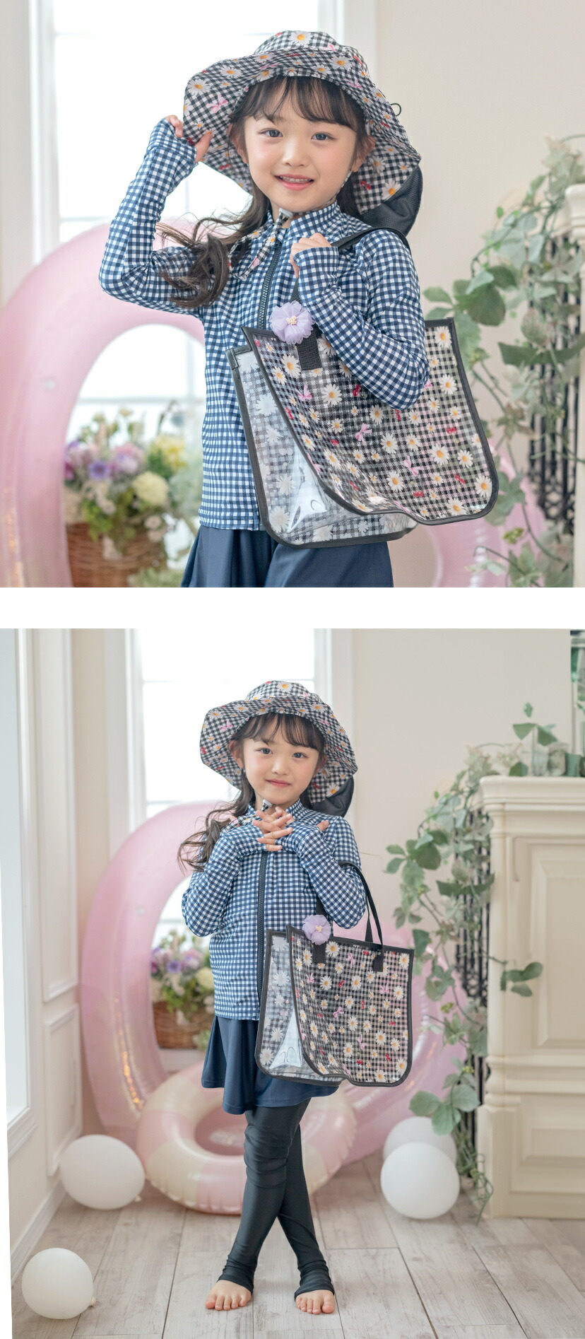 かわいい花柄のビーチバッグ モデル画像4