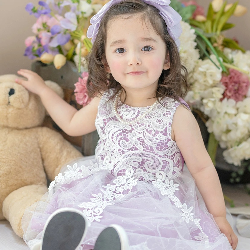 ベビードレス 女の子 送料無料 ケミカルレースベビードレス ギフト お誕生日 女の子フォーマル チュール 結婚式 [YUP12] キャサリンコテージ | Catherine Cottage | 04