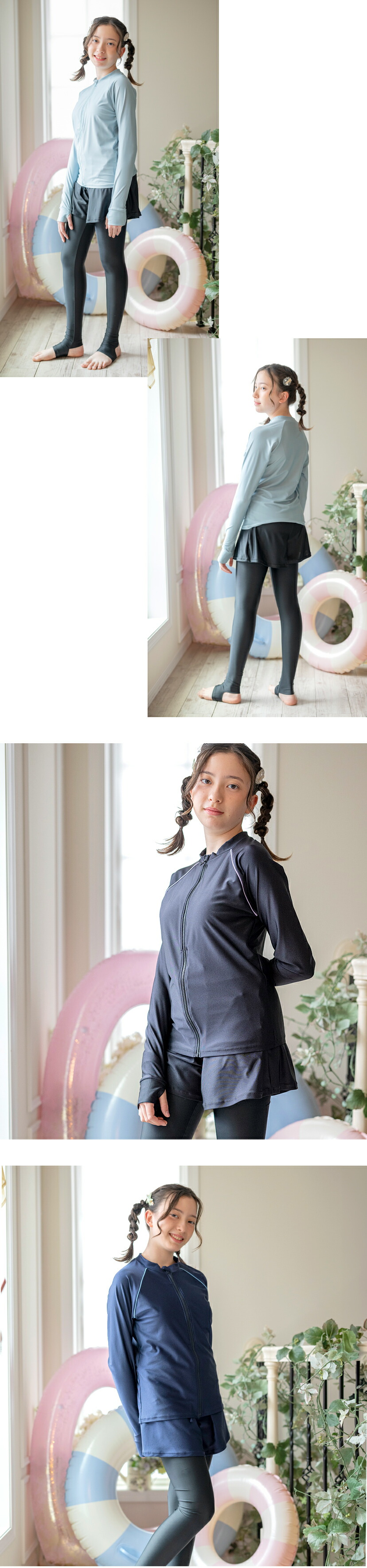 ラッシュガード×トレンカ一体型ショートパンツ 水着セット モデル画像3