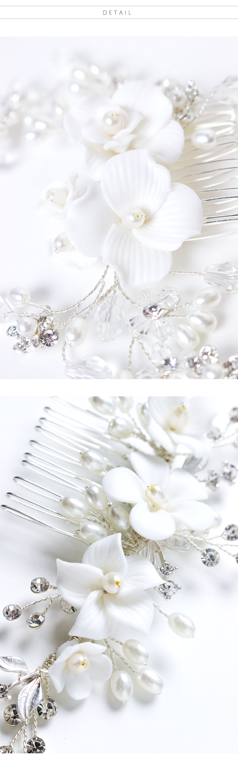 ホワイト羽毛ビジュー ヘアアクセサリー ヘッドドレス 羽ビジュー ヘアクリップの通販 by ふりま｜ラクマ