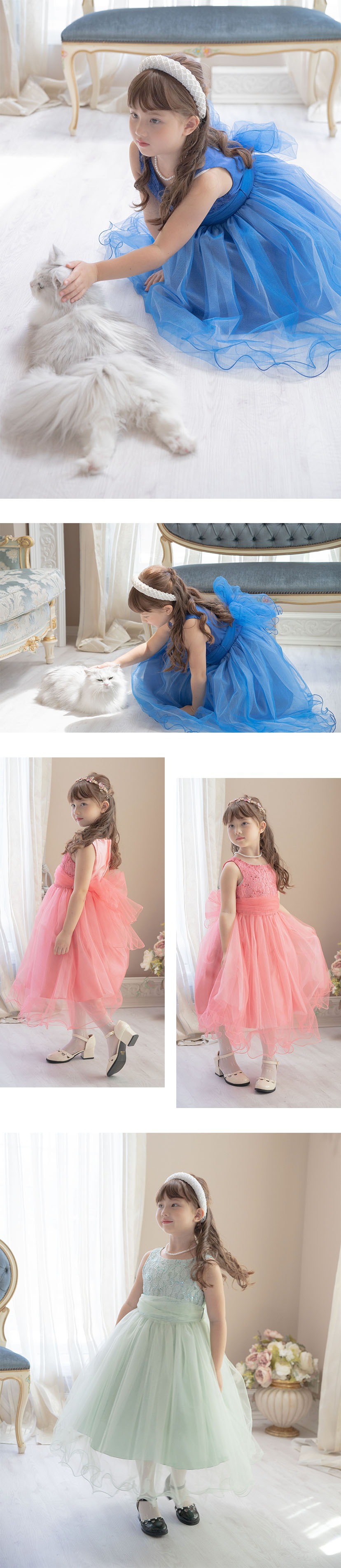 子供ドレス コスパ重視派のスパンコールレースチュールドレス キッズドレス モデル写真
