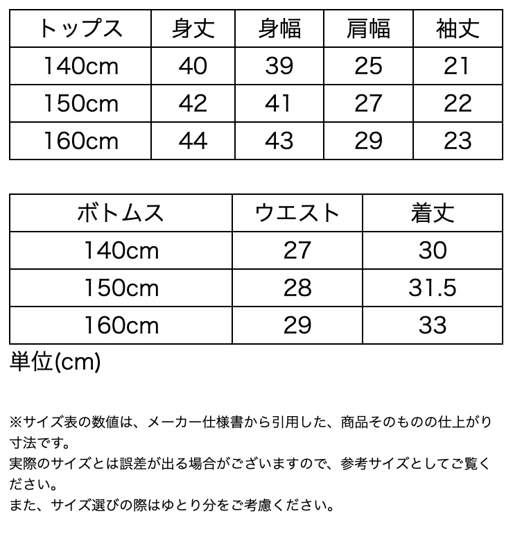 サイズ表
