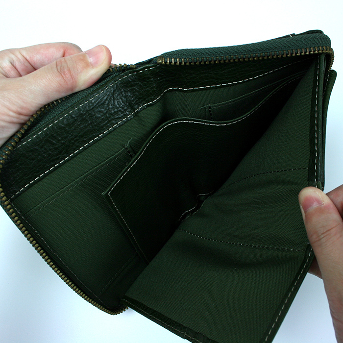 Kapon 二つ折り財布 ラウンドファスナー 本革 メンズ レディース