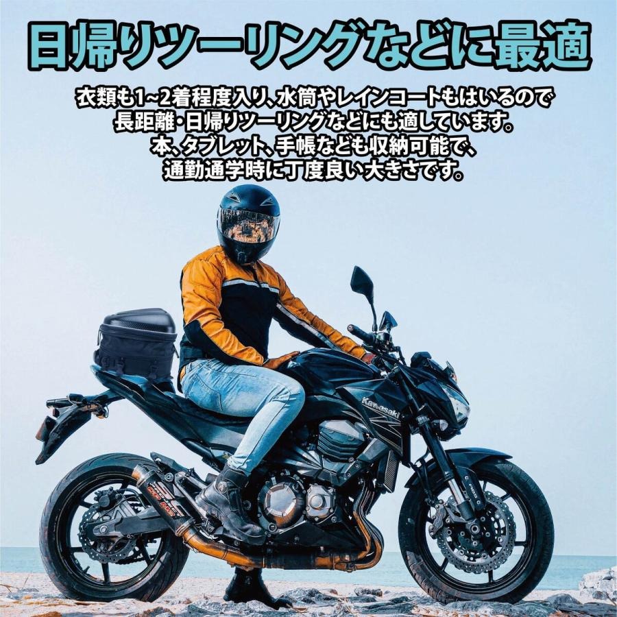 リベレーター(Liberator) バイクシートバック バイク用 シートバッグ 10-14L 大容量 ツーリング 拡張機能あり 仕分ポケット内蔵 撥水 耐傷 軽量1.0kg 簡単固定 レインカバー付き セミハード ショートツーリング　
