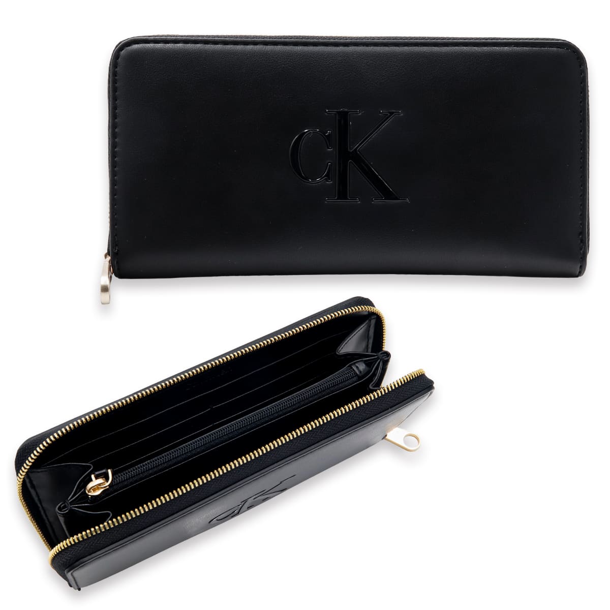 超レア品！☆カルバンクライン 持ち手付き大容量のダブルラウンドジップレザー長財布 カルバンクライン Calvin Klein CK 長財布 BOLD LONG ZIP AROUND
