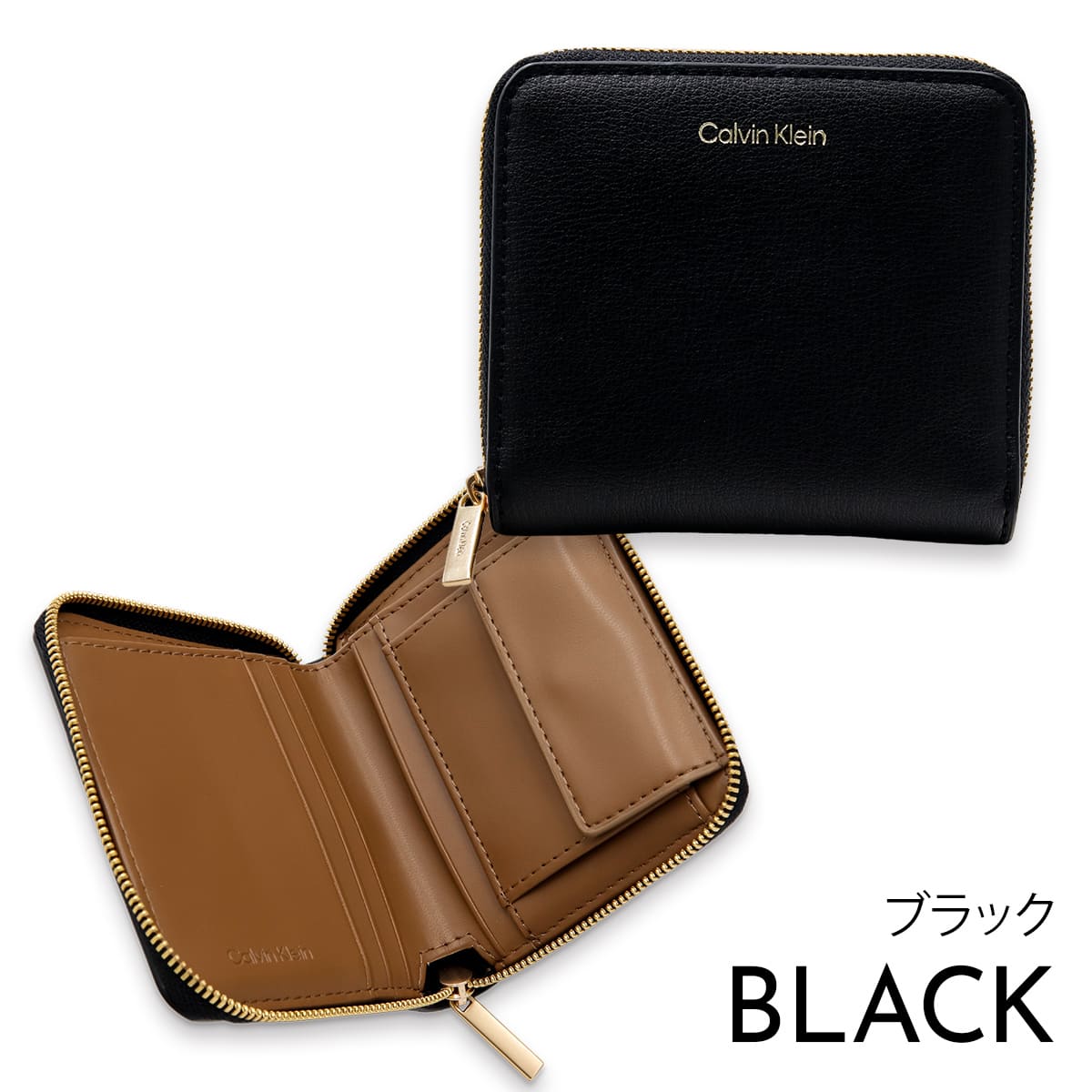 未使用 カルバンクライン 二つ折り財布 ラウンドファスナー メンズ レディース カルバンクライン Calvin Klein CK 二つ折り財布 FOIL LOGO MEDIUM ZIP