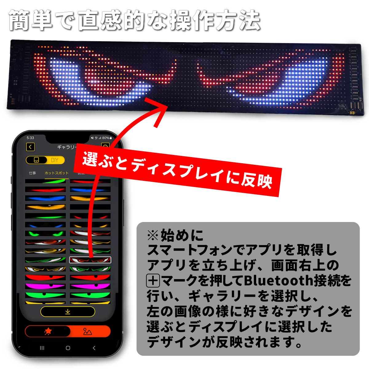S　トミカ用カスタムパーツ　後方用電光掲示板 AUTOMAX izumi 電光掲示板 LED 小型 USB 5V シガーソケット 12V