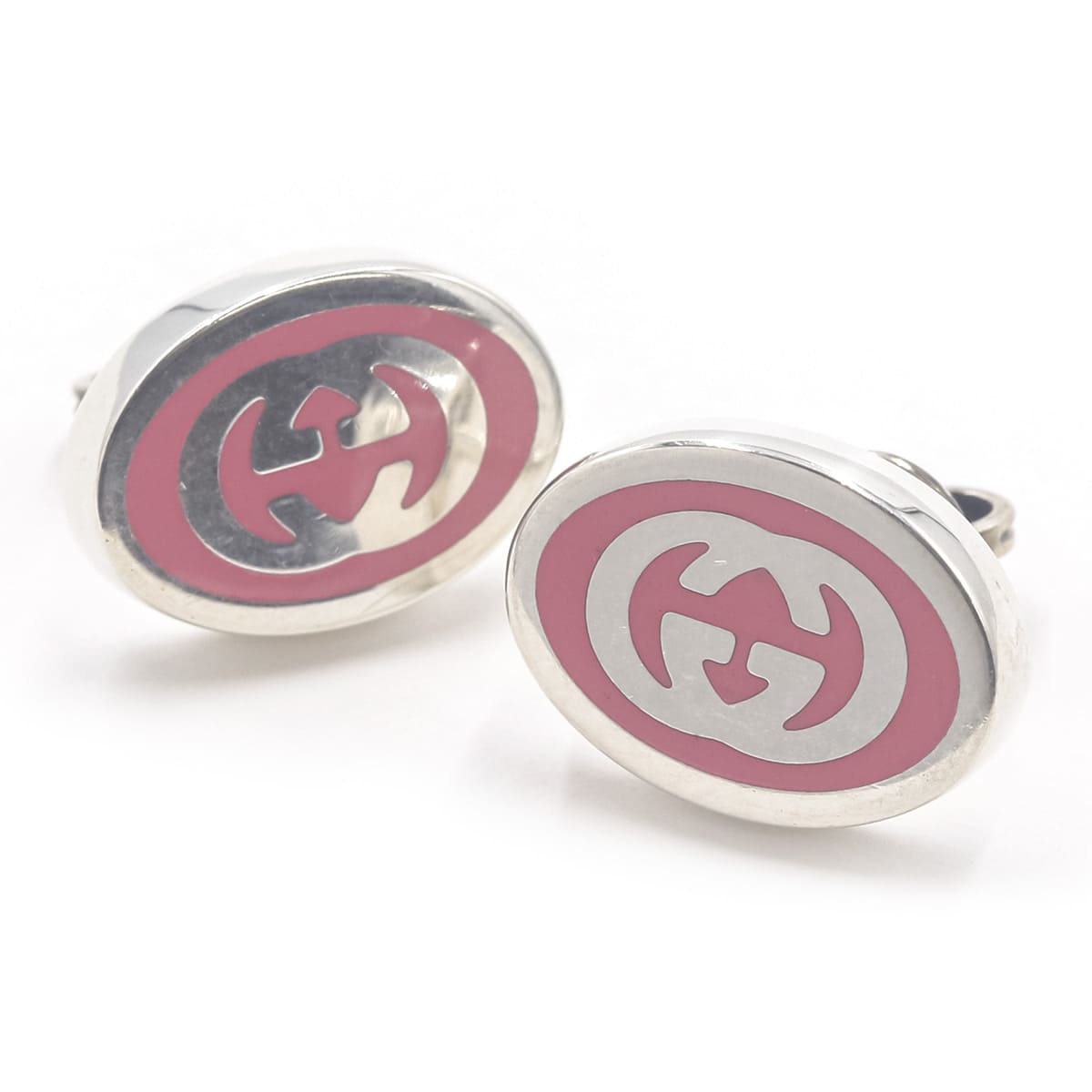 グッチ ピアス メンズ GUCCI エナメル インターロッキングG ピンク