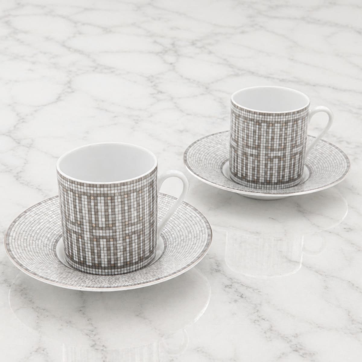 エルメス カップ＆ソーサー 2客セット HERMES コーヒーカップ モザイク