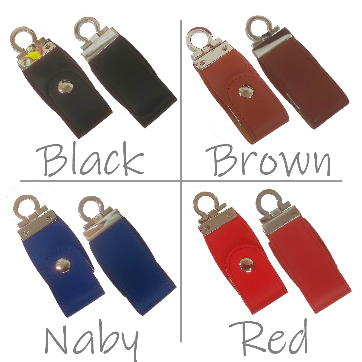 ボタン付き レザーUSBメモリ 32GB