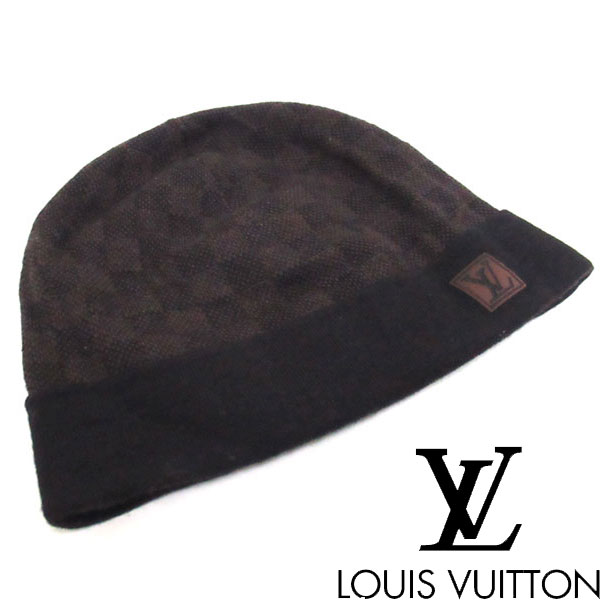 中古】 LOUIS VUITTON ルイヴィトン ボネ プティダミエ エベヌ ニット