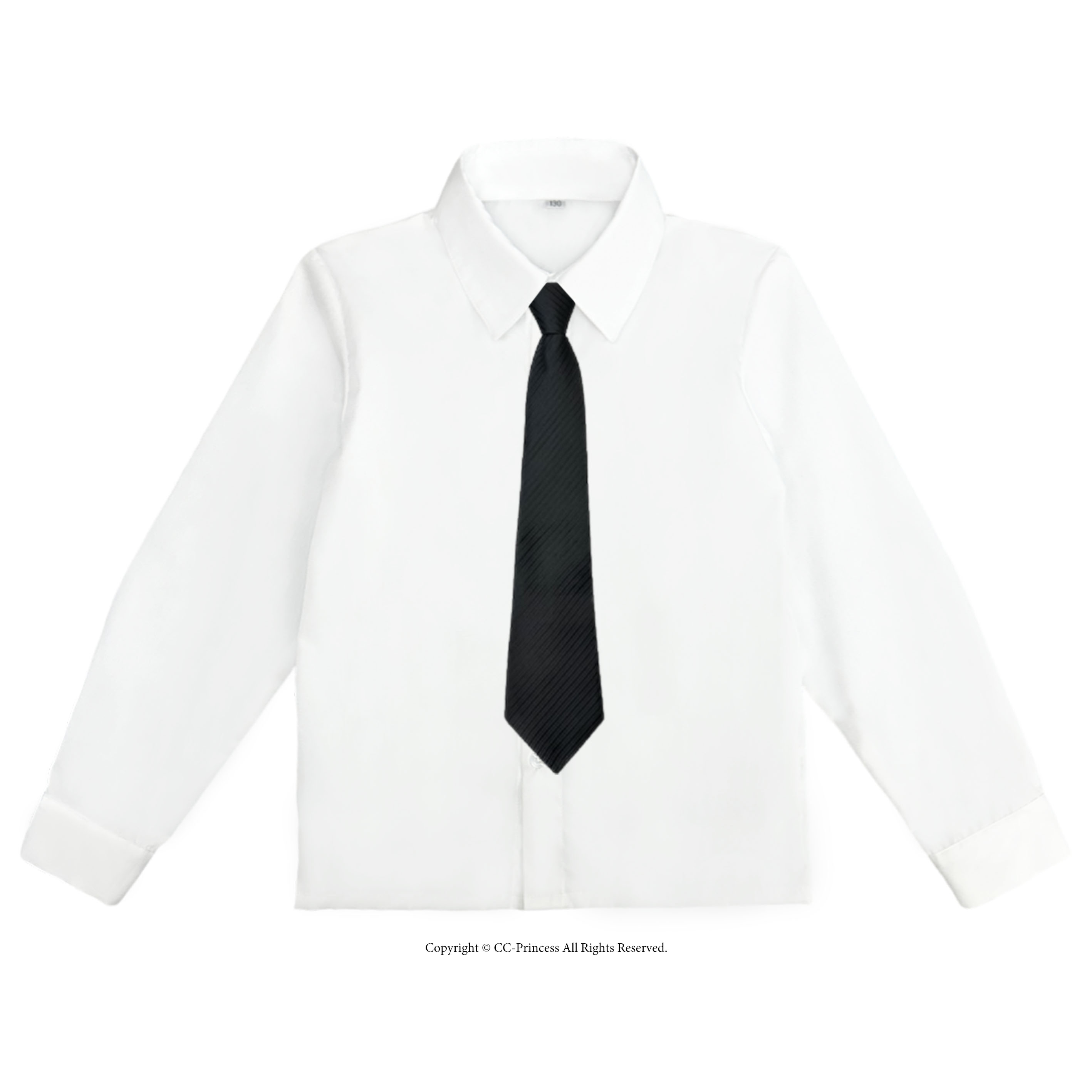 【小型宅配対応】『子供用・白の長袖ワイシャツと黒いネクタイのセット（大サイズ 130-160cm）≪ST-001-B≫』 男の子、 フォーマルシャツ、 キッズフォーマル｜cc-princess｜02