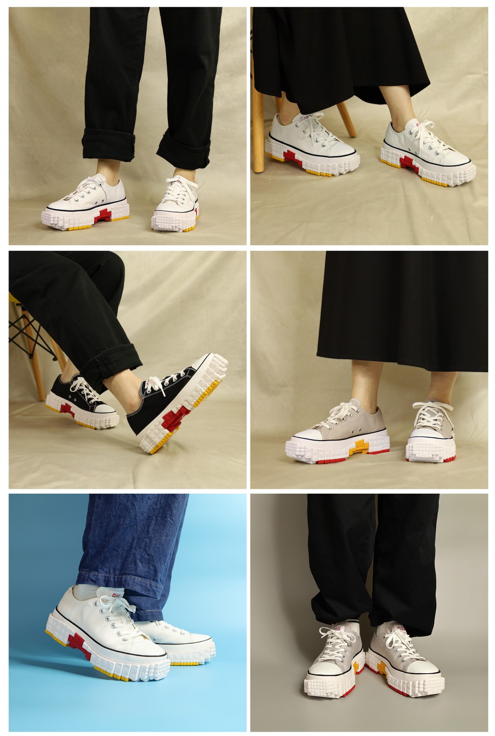 ccilu（チル） スニーカー ローカット 厚底 メンズ レディース 黒 白