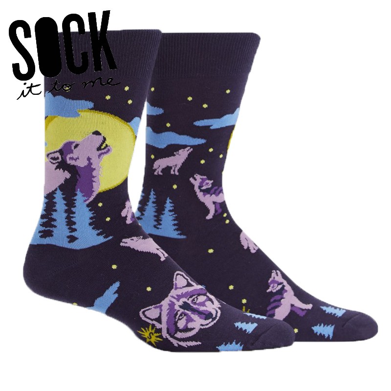 SOCK it to me ソックス メンズ 靴下 総柄 オオカミ 動物 クルー