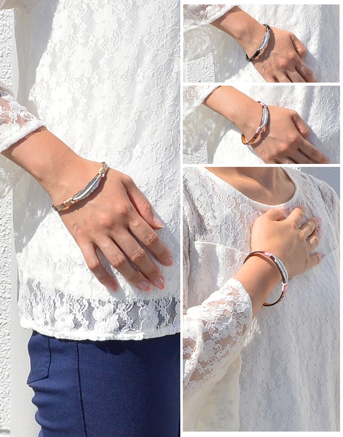 パワーストーン ブレスレット 選べる3色 レザーブレス 羽 革 ブレス 天然石 メール便送料無料 |  | 02