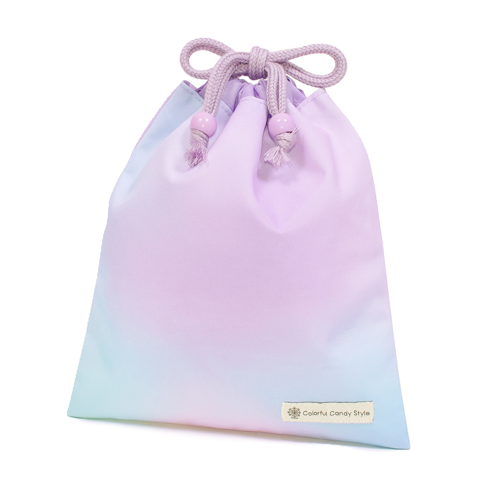 巾着・中 マチ無し給食袋 [2026春モデル] 撥水ノーアイロン 小物入れ おしゃれ かわいい 保育園 小学校 小学生 子供 キッズ 女の子 ゆうパケット配送 | COLORFUL CANDY STYLE | 01